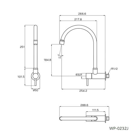 ก๊อกซิงค์เดี่ยวผนัง WS WP-0232J สีเงิน_1