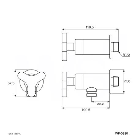 วาล์วฝักบัว 1 ทาง WS WP-0810 สีเงิน_2