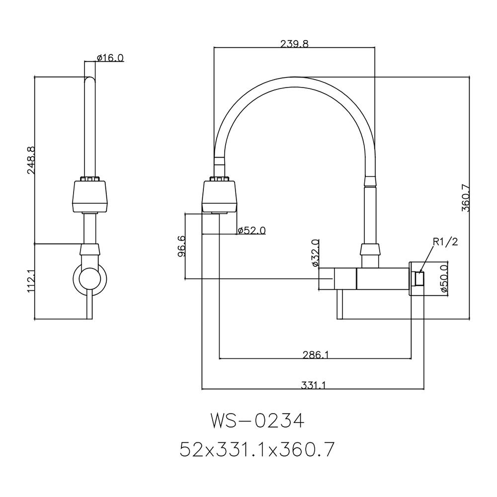 ก๊อกซิงค์เดี่ยวติดผนัง WS-0234