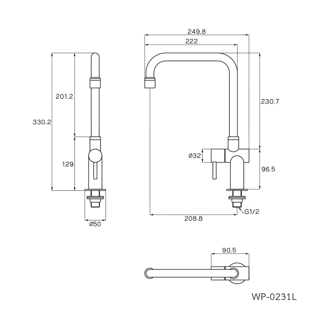 ก๊อกซิงค์เดี่ยวเคาน์เตอร์ WS WP-0231L สีเงิน