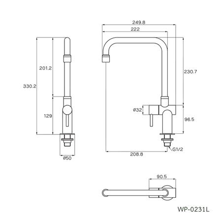 ก๊อกซิงค์เดี่ยวเคาน์เตอร์ WS WP-0231L สีเงิน_1