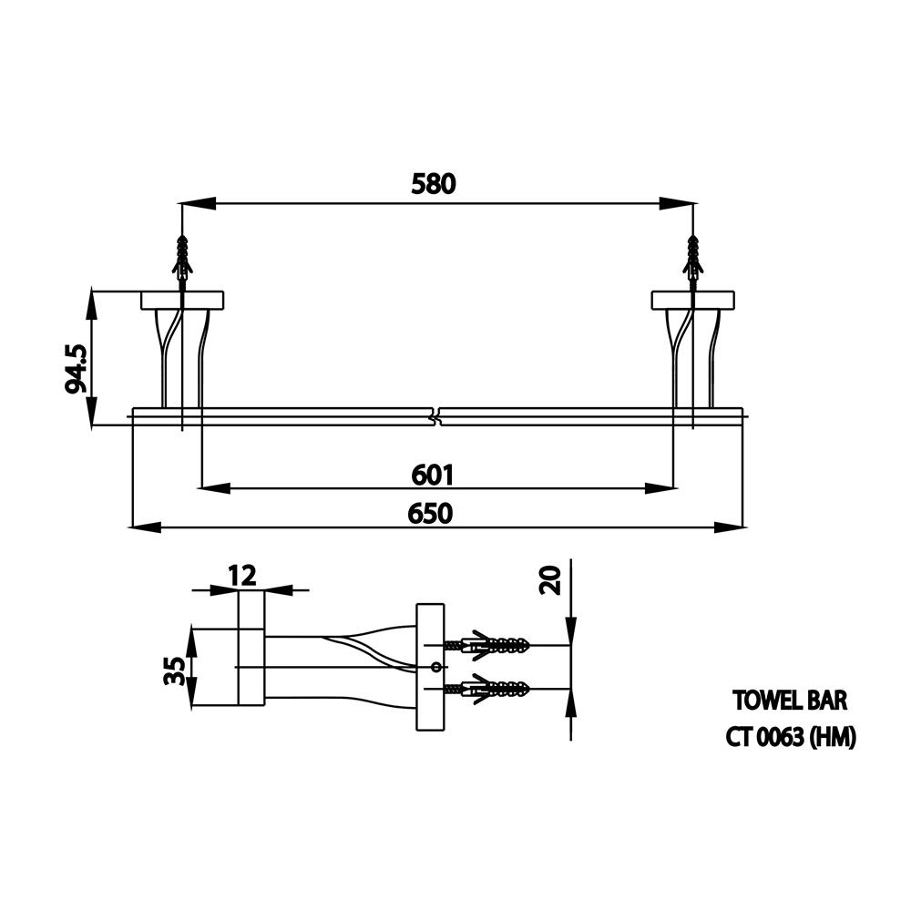 ราวแขวนผ้า COTTO CT0063#WH สีขาว