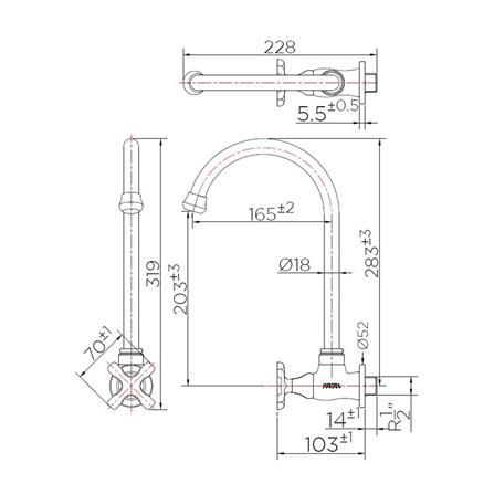 ก๊อกซิงค์เดี่ยวติดผนัง KARAT KF-10-531-50 สีโครม_1