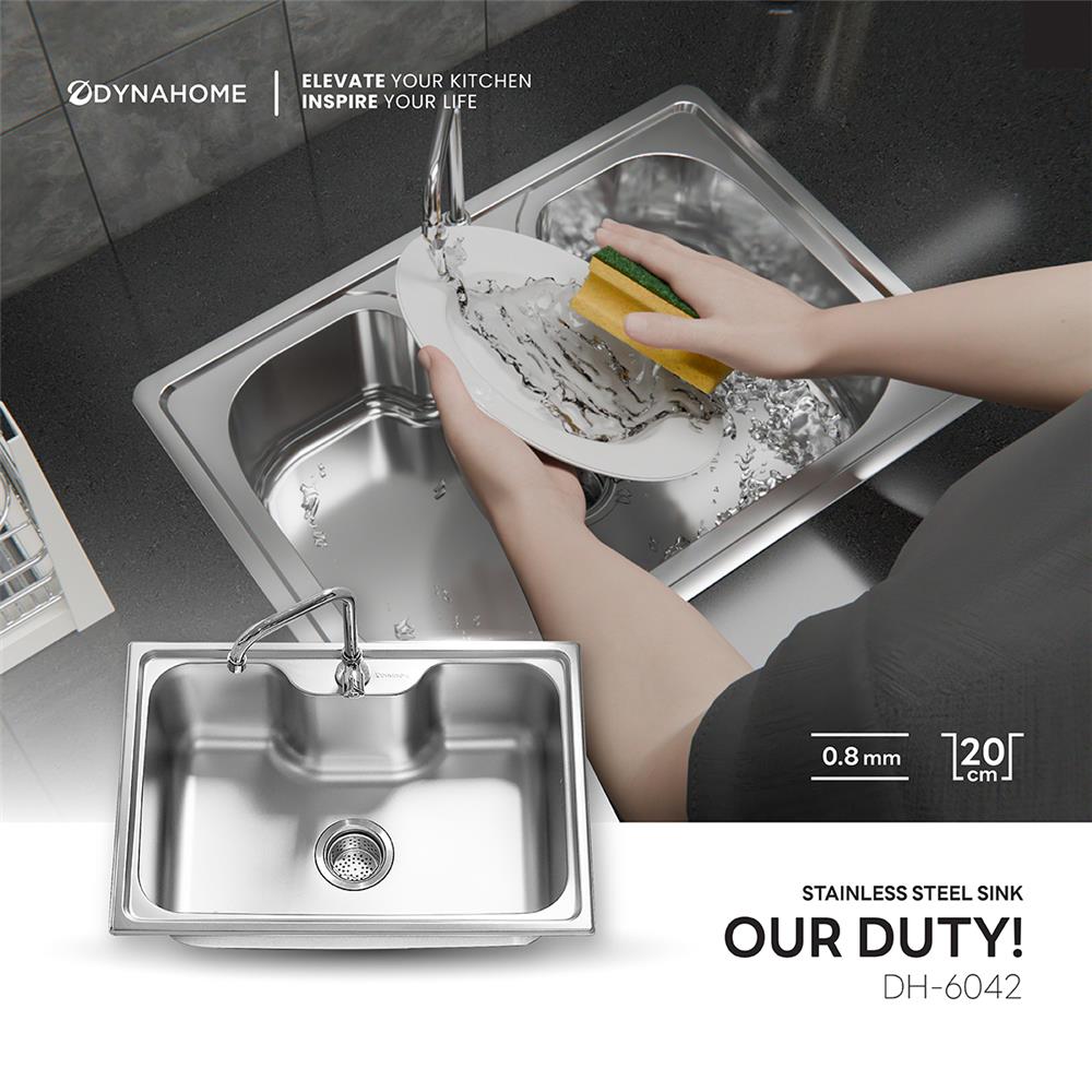 ซิงค์ฝัง 1 หลุม DYNA HOME DH-6042 สีเงิน