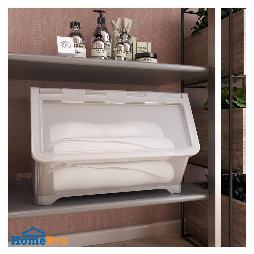 กล่องเก็บของ มีล้อ ฝาหน้า STACKO 70552 ไซซ์ L สีใส