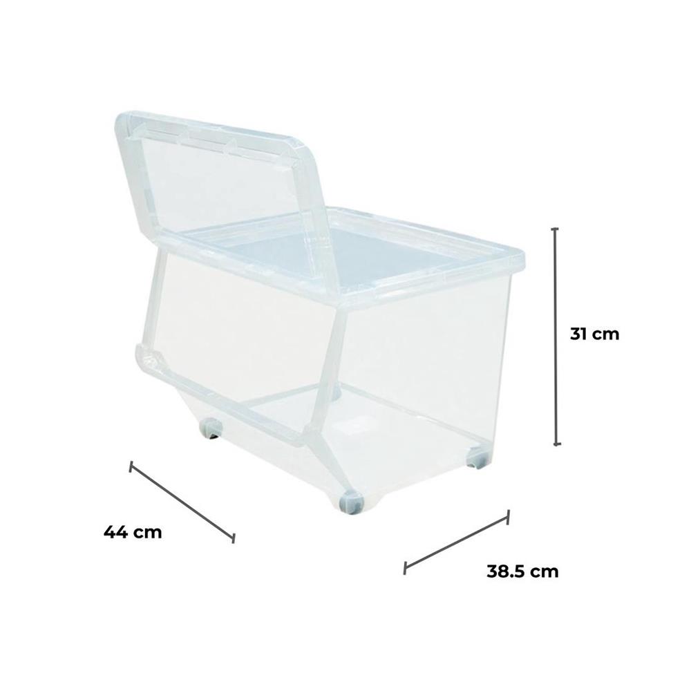 กล่องเก็บของ มีล้อ ฝาหน้า STACKO 70552 ไซซ์ L สีใส