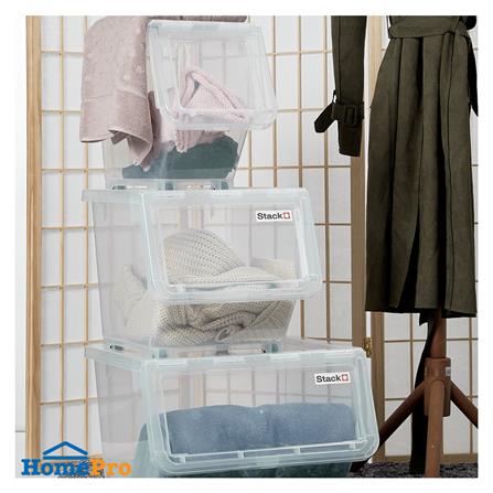 กล่องเก็บของ มีล้อ ฝาหน้า STACKO 70552 ไซซ์ L สีใส_4