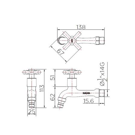 ก๊อกล้างพื้น 1 ทาง KARAT FAUCET EC-01-410-50 สีโครม_1