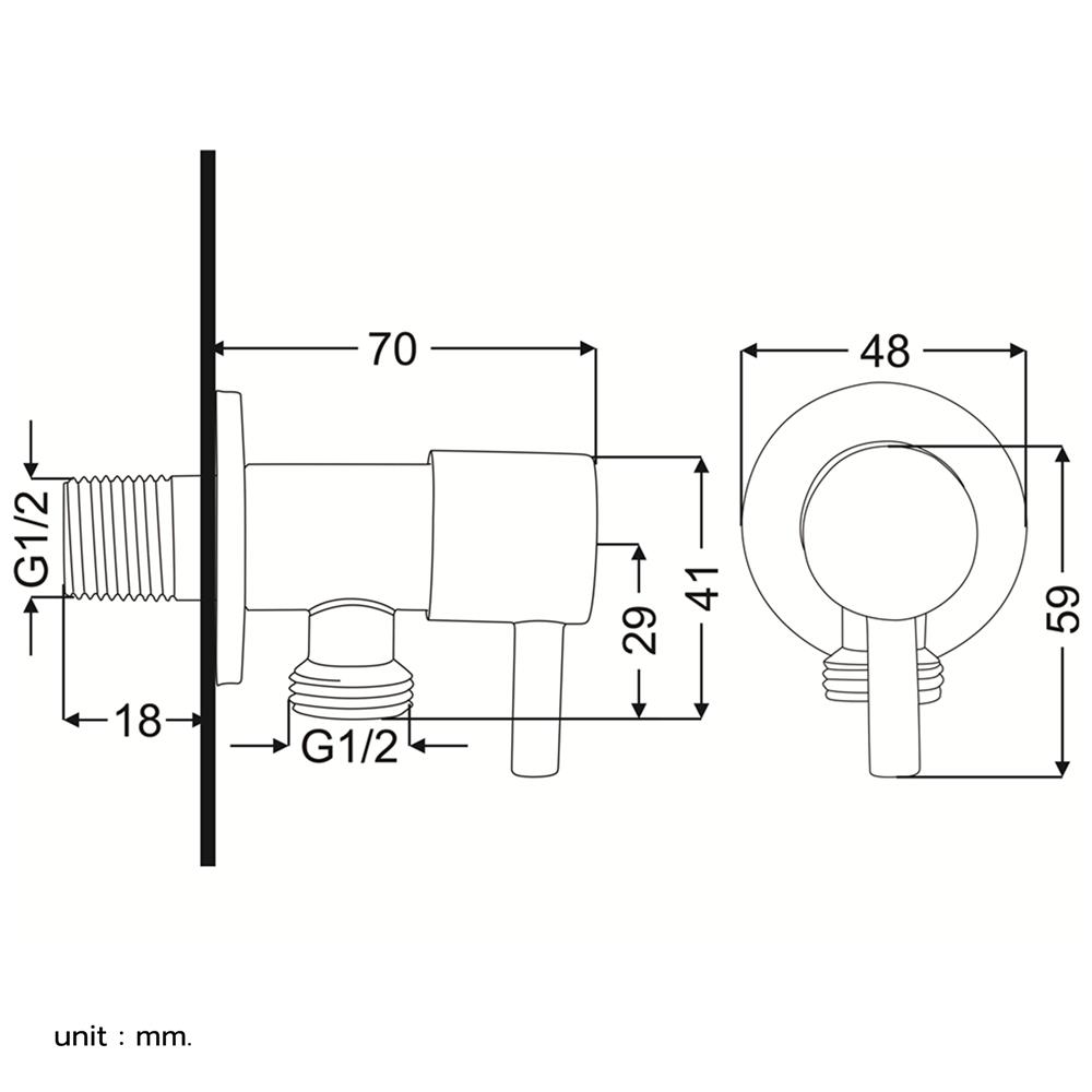 วาล์วฝักบัว 1 ทาง RASLAND RS KS572