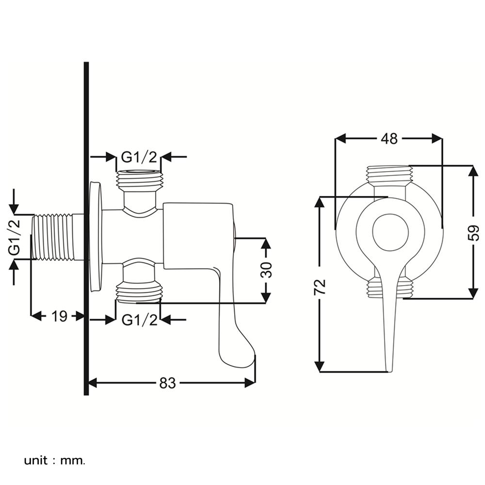 วาล์วฝักบัว 2 ทาง RASLAND RS BS089