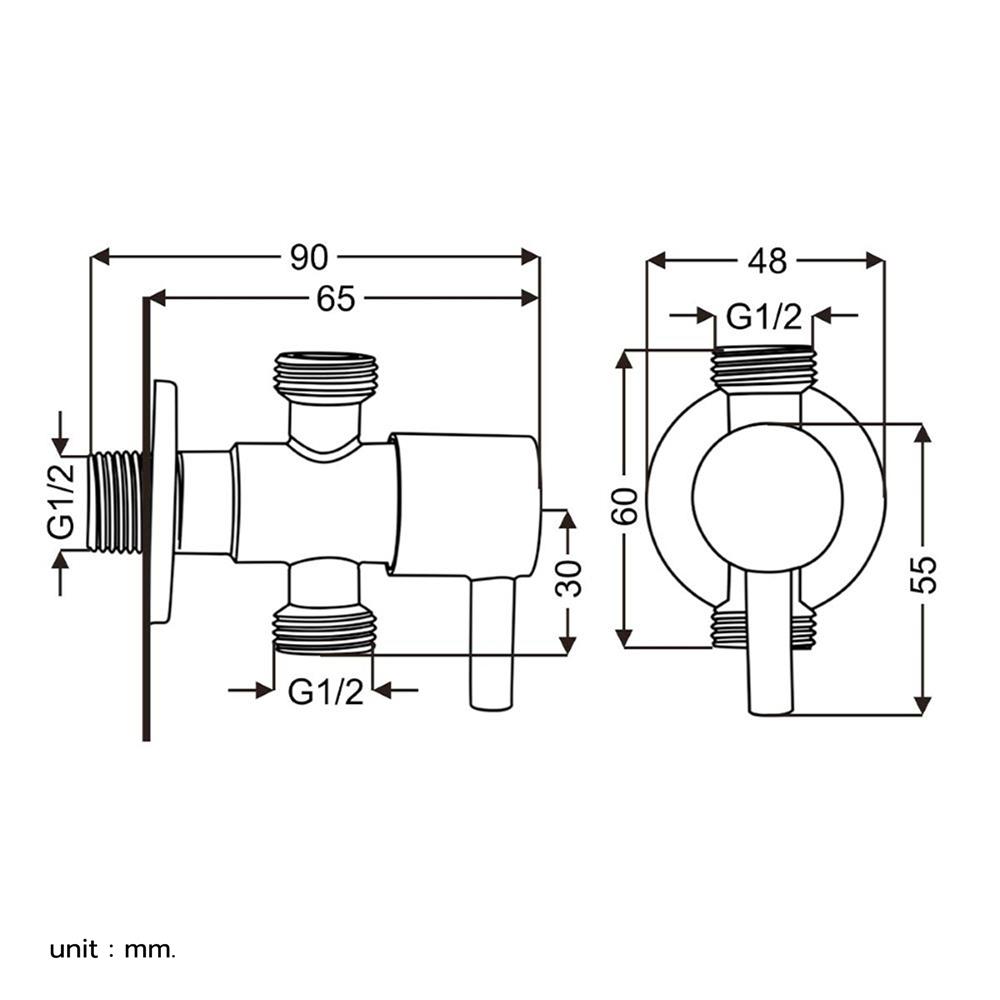 วาล์วฝักบัว 2 ทาง RASLAND RS BS055