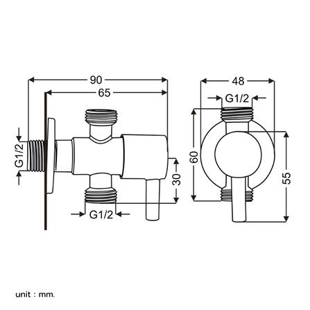 วาล์วฝักบัว 2 ทาง RASLAND RS BS055_4
