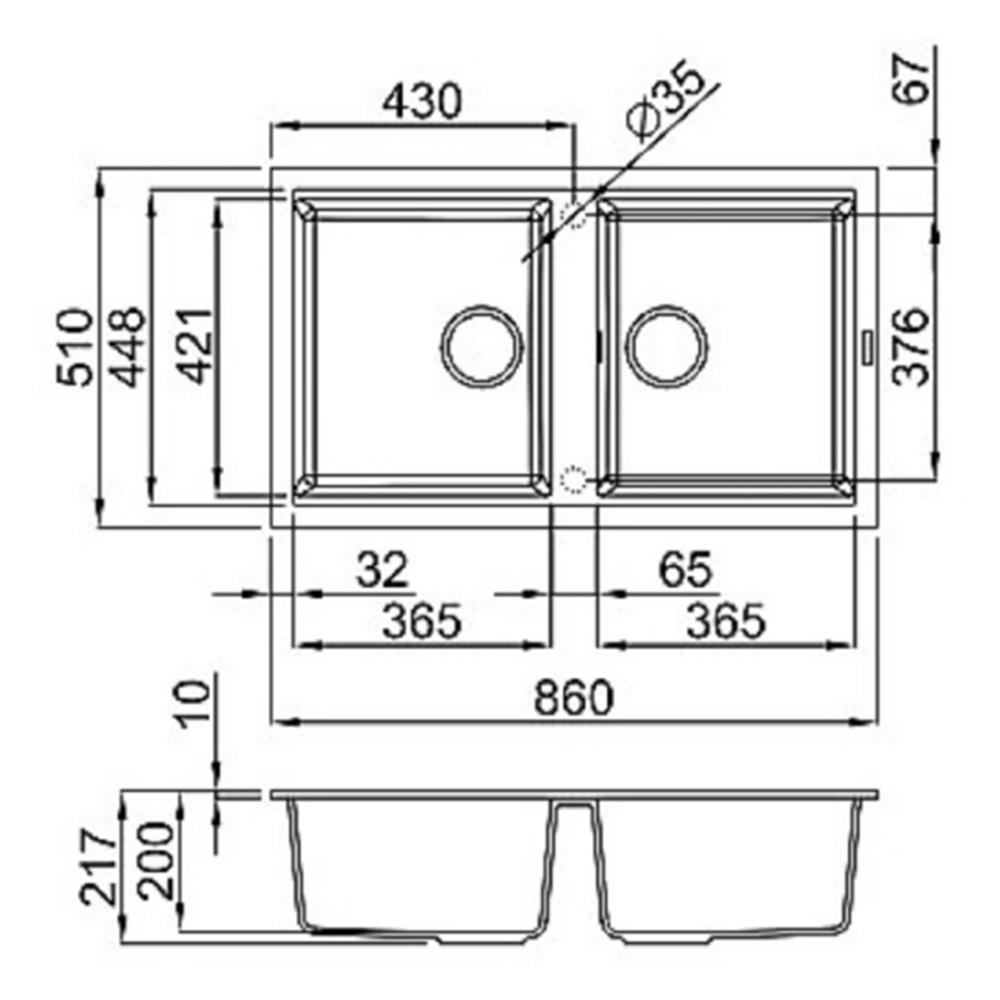 ซิงค์ฝัง 2หลุม METRIX KIN20BL สีดำ