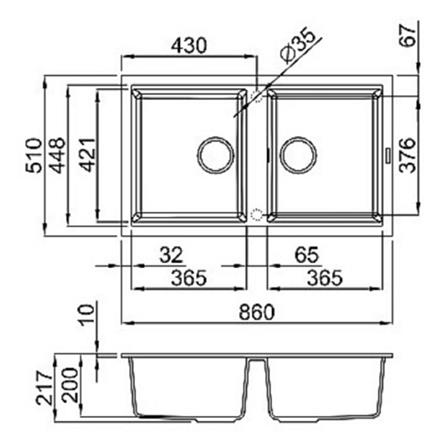 ซิงค์ฝัง 2หลุม METRIX KIN20BL สีดำ_1