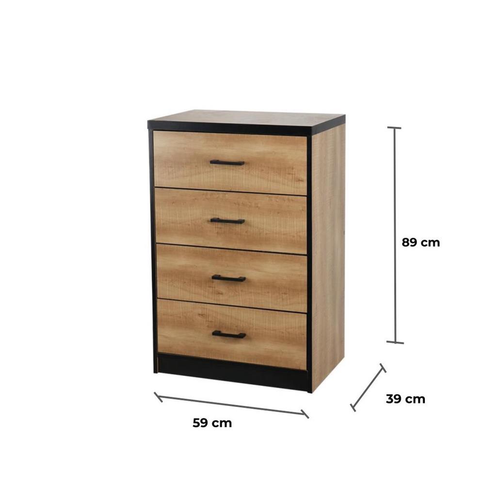 ตู้ลิ้นชัก 4 ลิ้นชัก FURDINI HAZEL สี LOFT TEAK