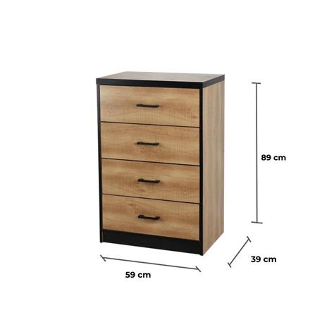 ตู้ลิ้นชัก 4 ลิ้นชัก FURDINI HAZEL สี LOFT TEAK_7