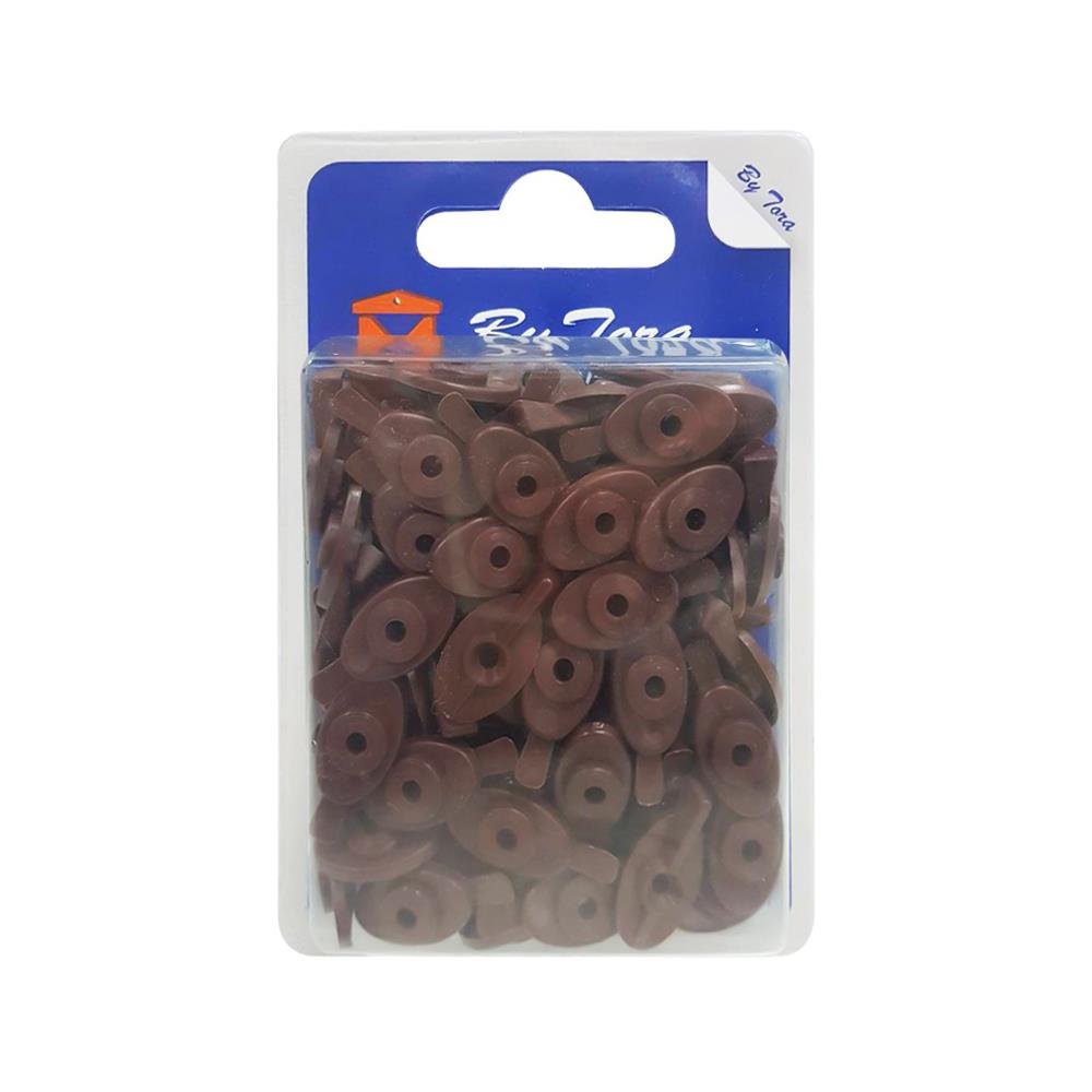 ลูกบิดหางปลามุ้งลวด BY TORA สีน้ำตาล 100 ชิ้น