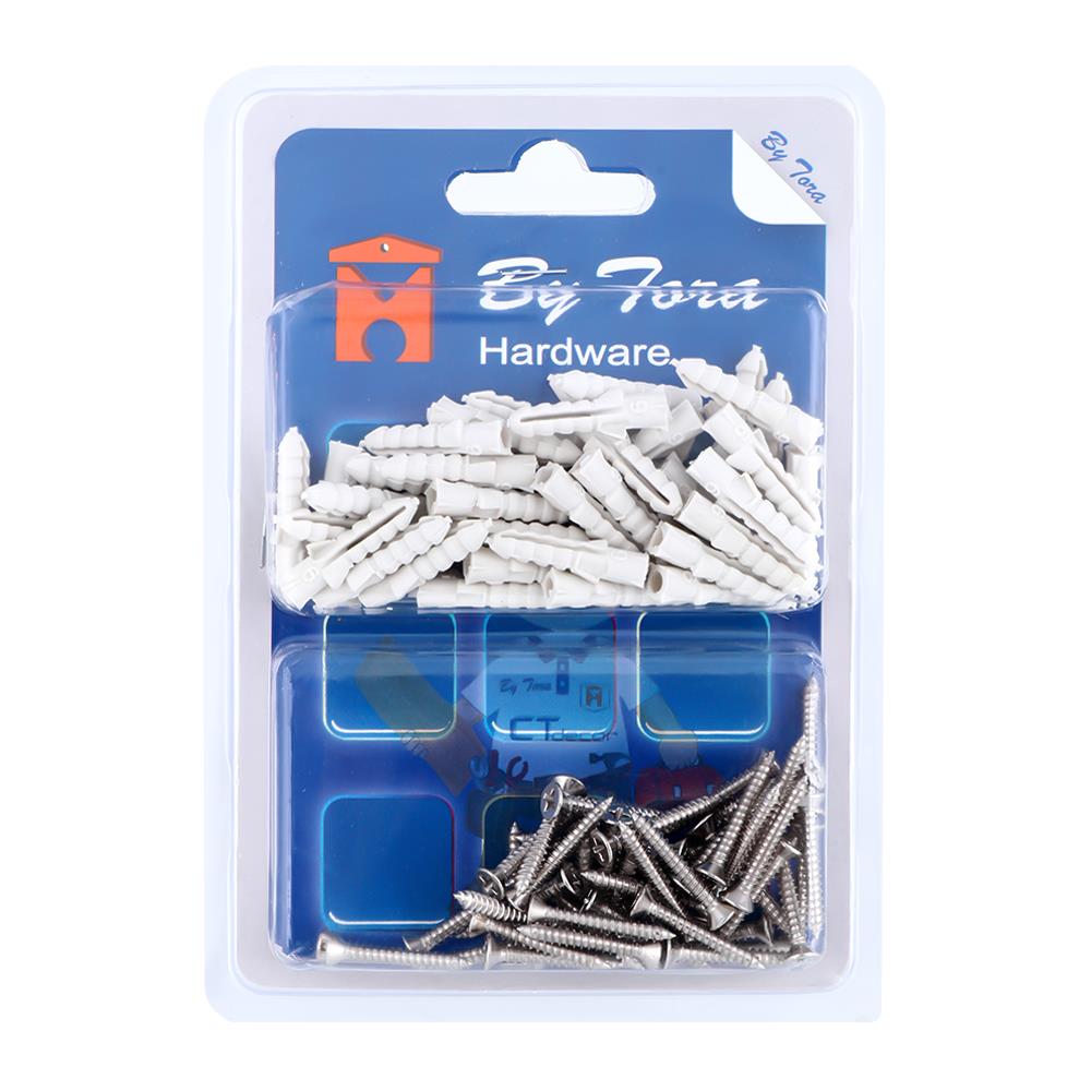 พุกพลาสติก พร้อมสกรู BY TORA เบอร์ 6 50 ตัว