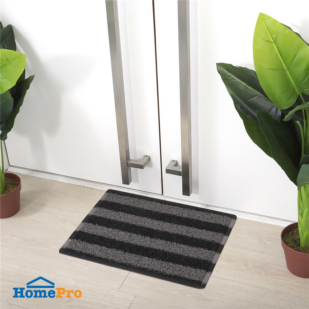 พรมเช็ดเท้าดักฝุ่น HOME LIVING STYLE CMDB11S 45X60 ซม. สีเทา/ดำ