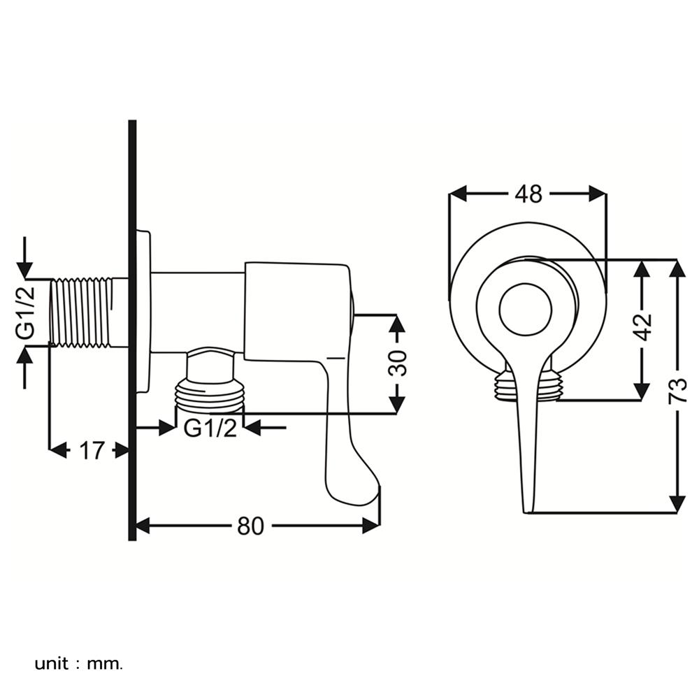 วาล์วฝักบัว 1 ทาง RASLAND RS KS577