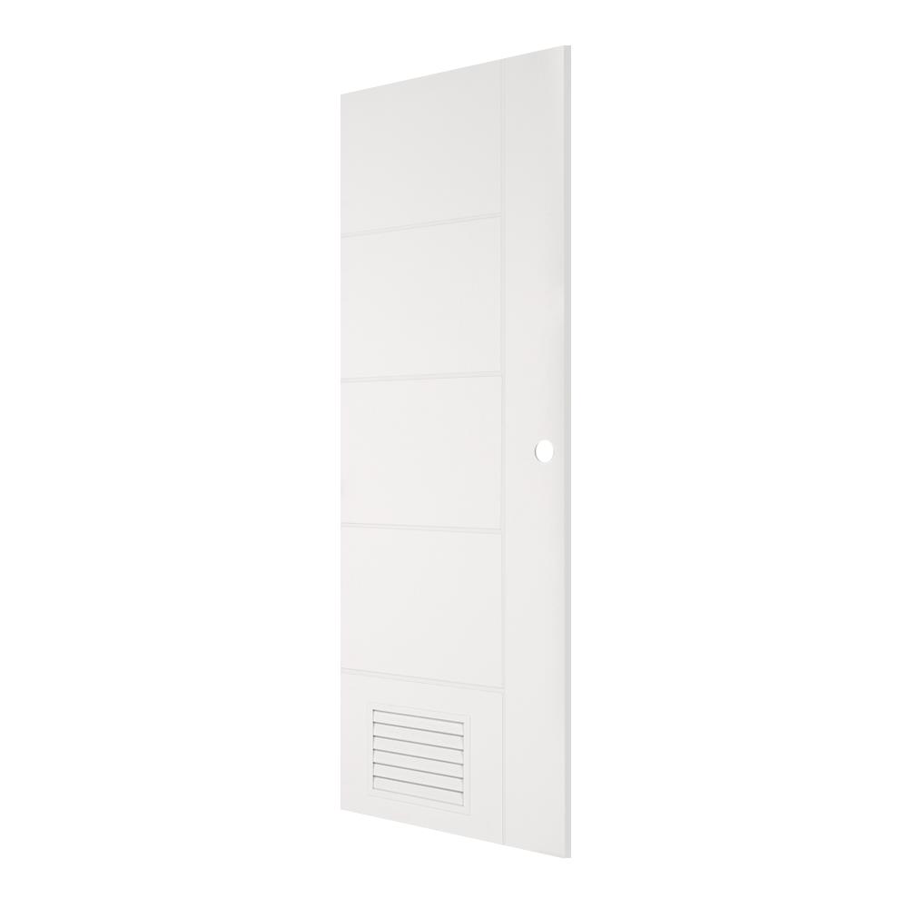 ประตูห้องน้ำ UPVC AZLE MD-6 เกล็ดล่าง 70X200 ซม. สีขาว เจาะลูกบิด