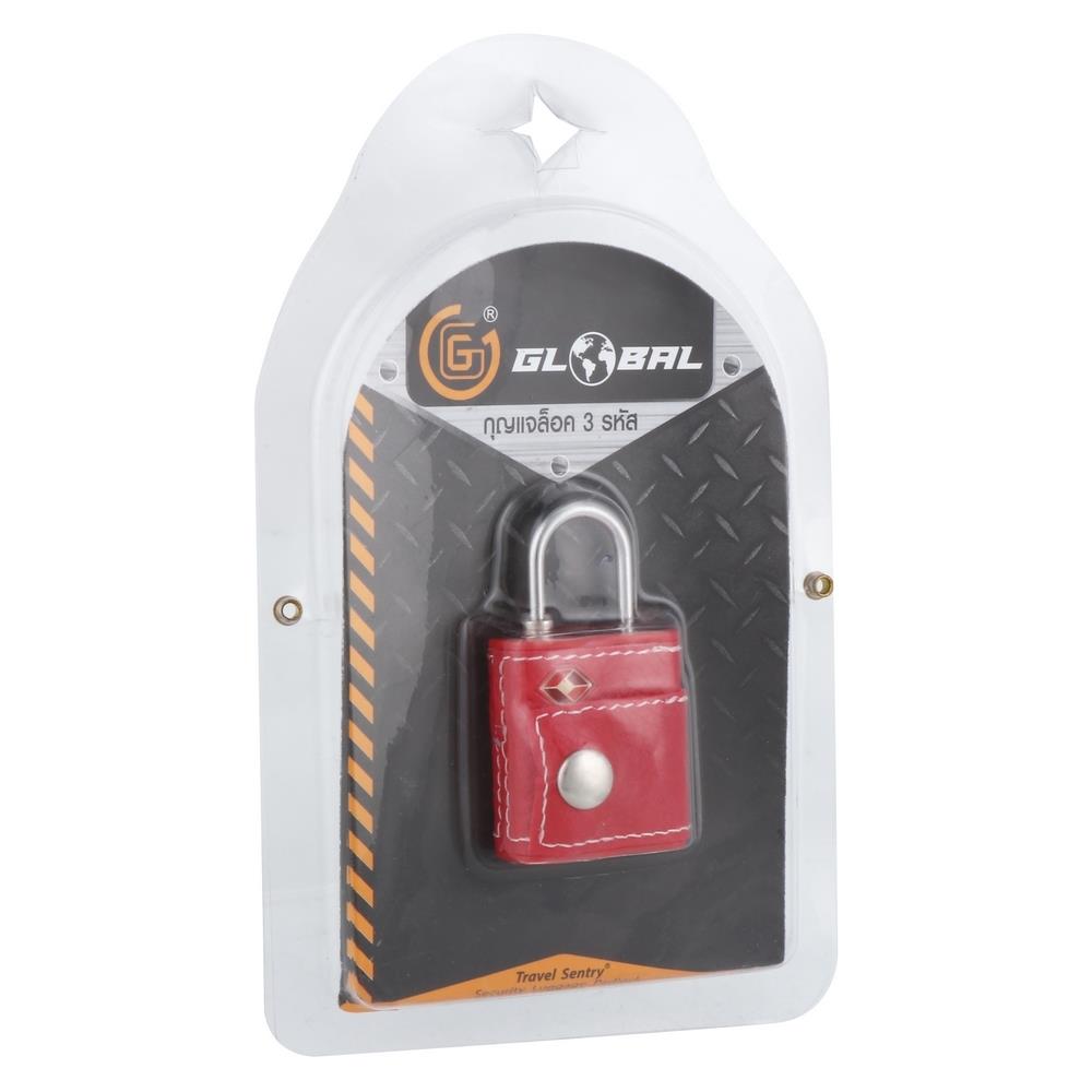 กุญแจรหัส TSA GLOBAL 30 มม. สีแดง