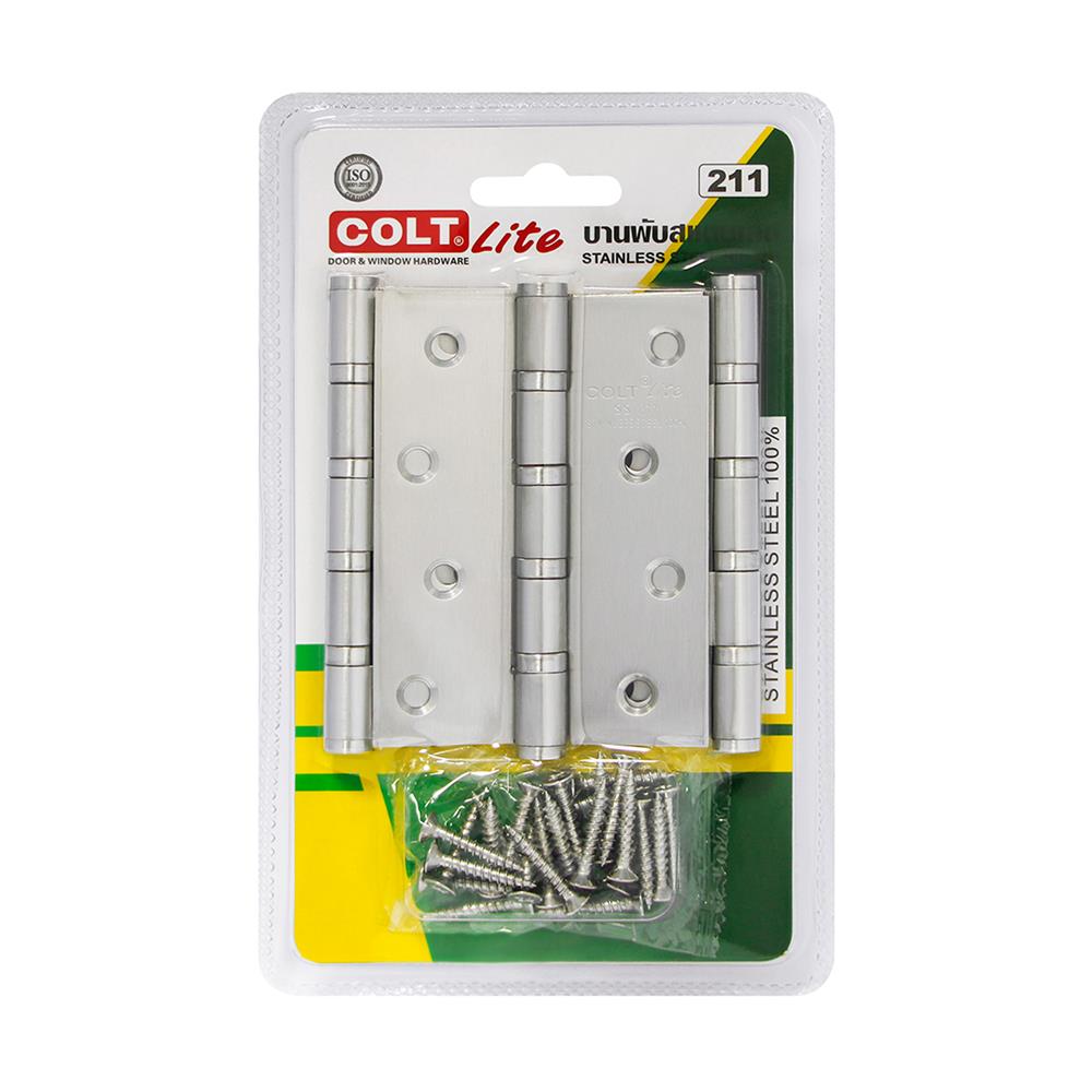บานพับ 4X3 นิ้ว X 2 มม. COLT LITE 211 สีสเตนเลส (แพ็ก 3 ชิ้น)