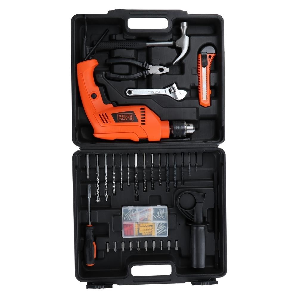 ชุดสว่านกระแทก BLACK&DECKER HD555KMPR B1 13 มม. 550 วัตต์