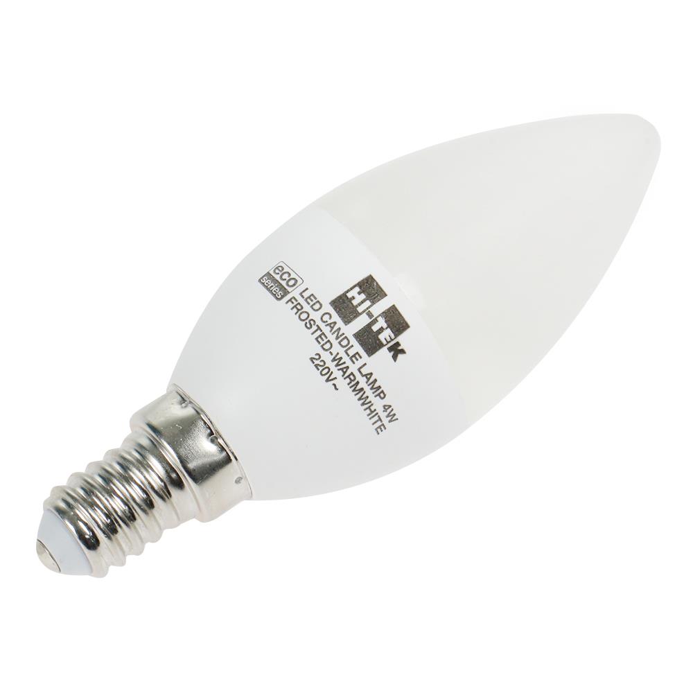 หลอดไฟ LED HI-TEK หลอดจำปา ECO CANDLE 4 วัตต์ WARMWHITE E14 สีเหลือง
