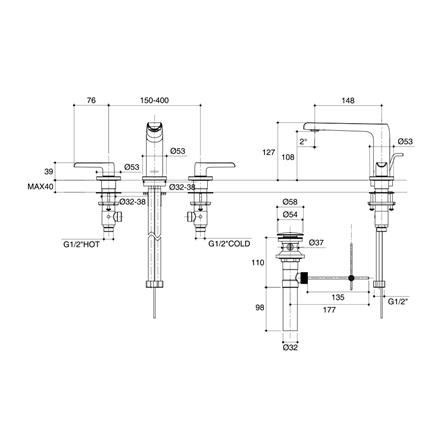 ก๊อกอ่างล้างหน้าผสม KOHLER K-97352T-4-CP_1