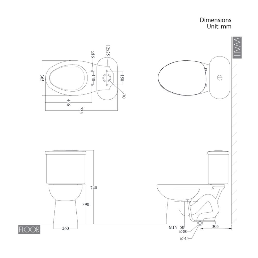 สุขภัณฑ์ 2 ชิ้น NASCO NC-7653S-WA 3/4.5L สีขาว