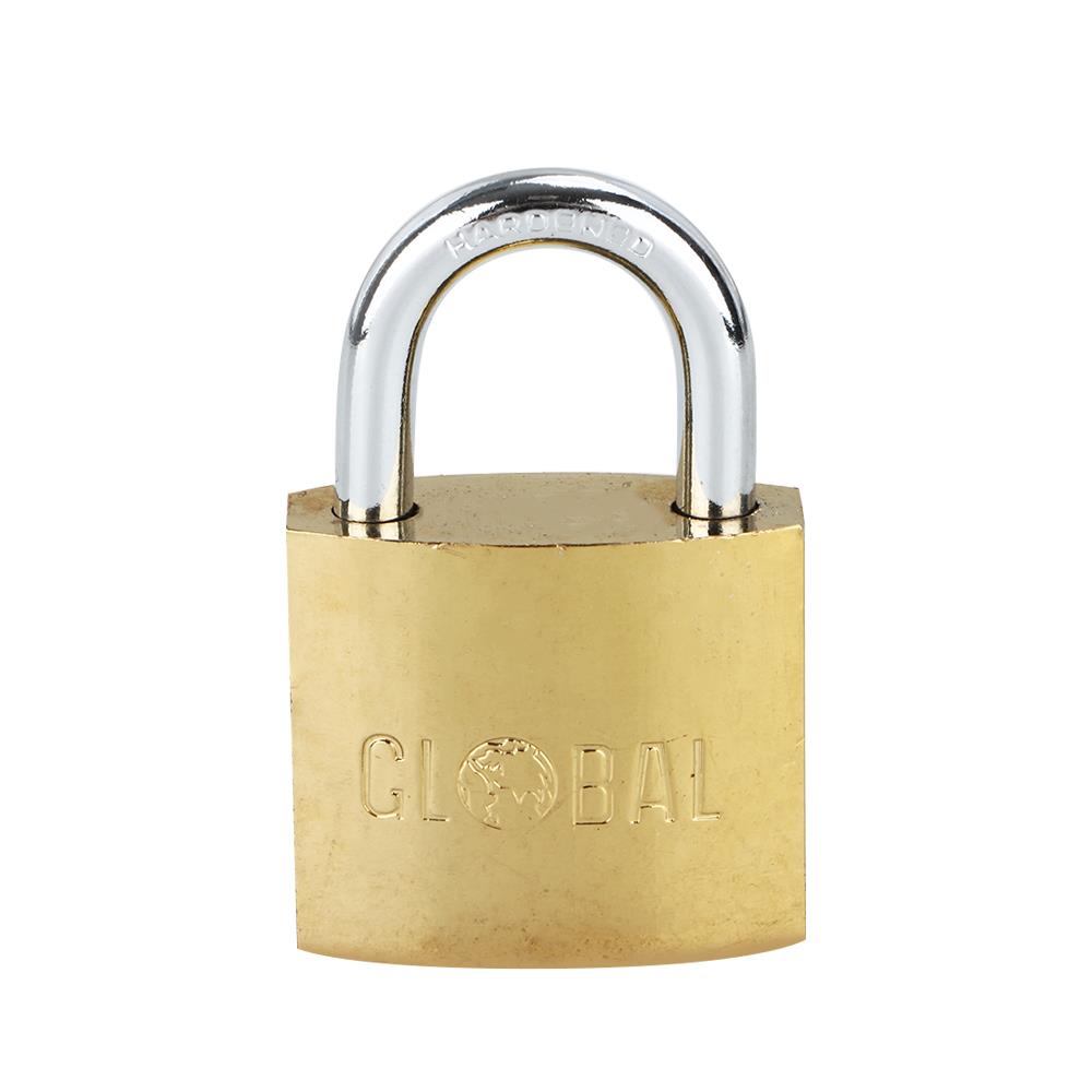 กุญแจสปริง GLOBAL 32 มม. สีทองเหลืองขัดเงา