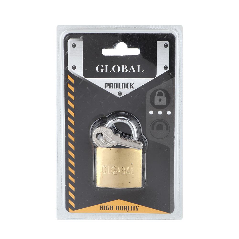 กุญแจสปริง GLOBAL 32 มม. สีทองเหลืองขัดเงา