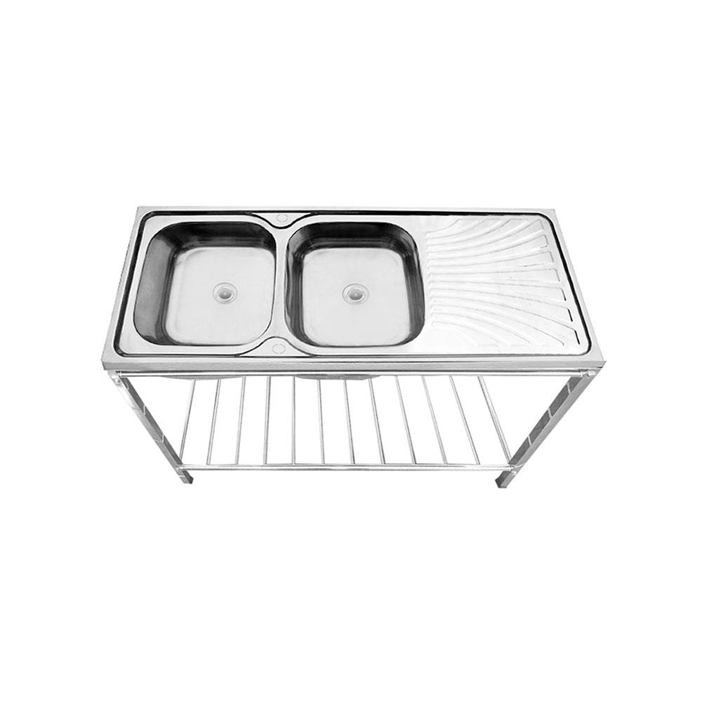 ซิงค์ขาตั้ง 2หลุม 1ที่พัก TECNOSTAR STT 12050 สเตนเลส