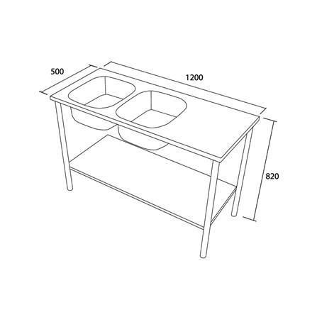 ซิงค์ขาตั้ง 2หลุม 1ที่พัก TECNOSTAR STT 12050 สเตนเลส_4