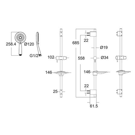 ชุดฝักบัวราวเลื่อน AMERICAN STANDARD F40015-CHADY สีโครม_1