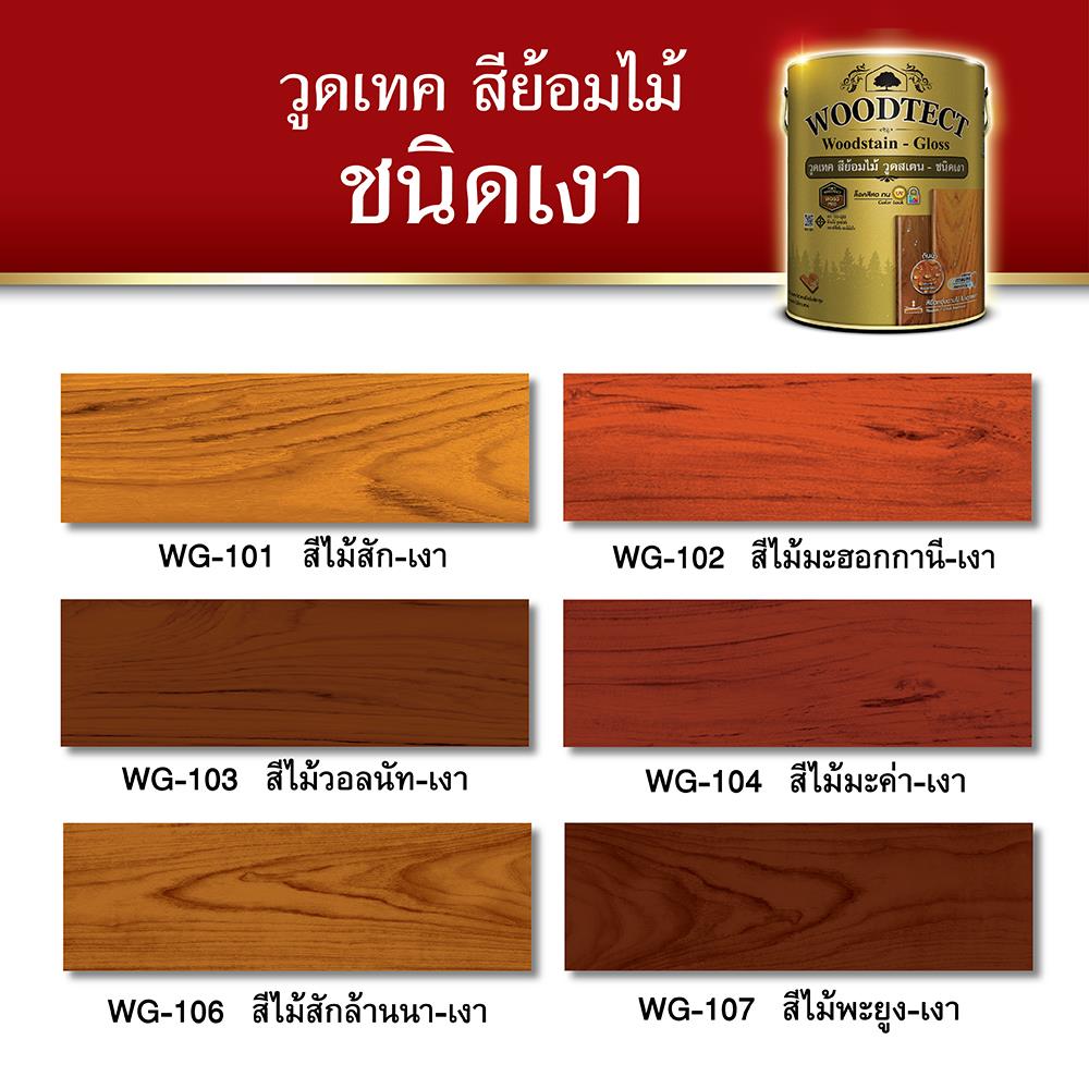 สีย้อมไม้ ชนิดเงา WOODTECT WOODSTAIN 107 สีไม้พะยูง 1 แกลลอน