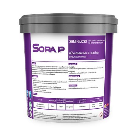 สีน้ำทาภายนอก ชนิดกึ่งเงา JBP SORA P BASE D สีขาว 2.5 แกลลอน_1