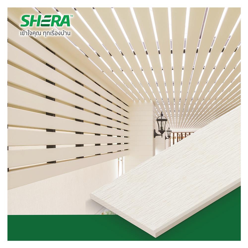 ไม้ระแนง SHERA ขอบวี ลายเสี้ยนตรง 0.8x7.5x300 ซม. สีธรรมชาติ