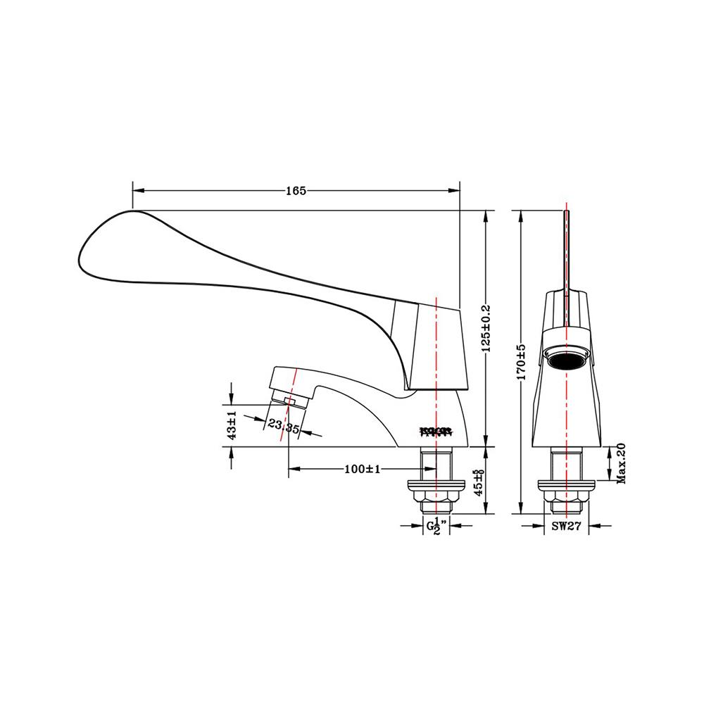 ก๊อกซิงค์เดี่ยวเคาน์เตอร์ HB100B-50C