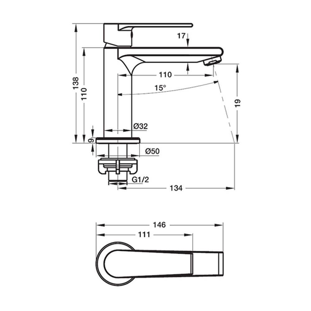 ก๊อกอ่างล้างหน้าเดี่ยว HAFELE 495.61.160 สีโครม