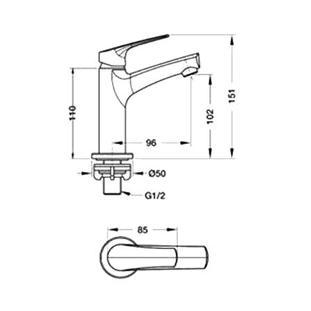ก๊อกอ่างล้างหน้าเดี่ยว HAFELE 495.61.162 สีโครม_1