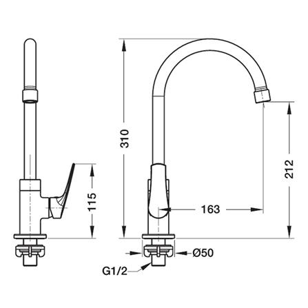 ก๊อกซิงค์เดี่ยวเคาน์เตอร์ HAFELE 495.50.009 สีโครม_1