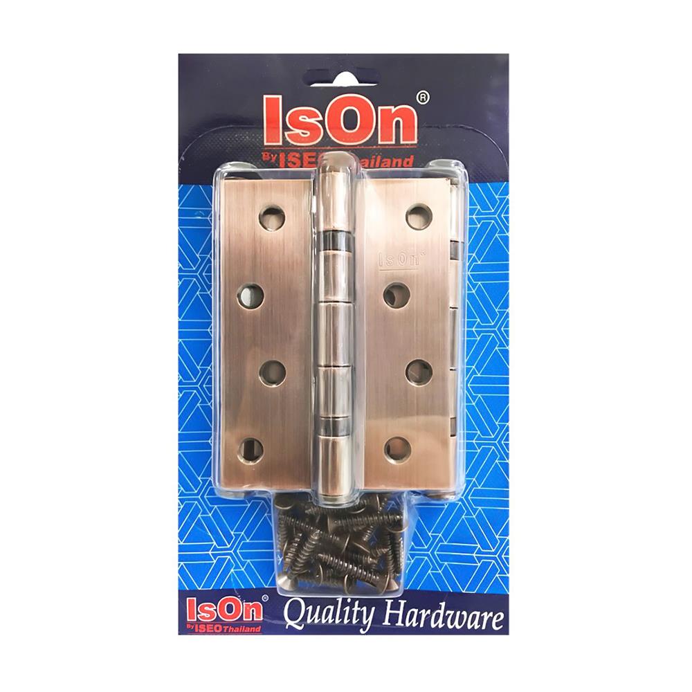 บานพับ 4x3 นิ้ว x 2 มม. ISON NO.511413 สีทองแดงรมดำ (แพ็ก 3 ชิ้น) 1 แถม 1