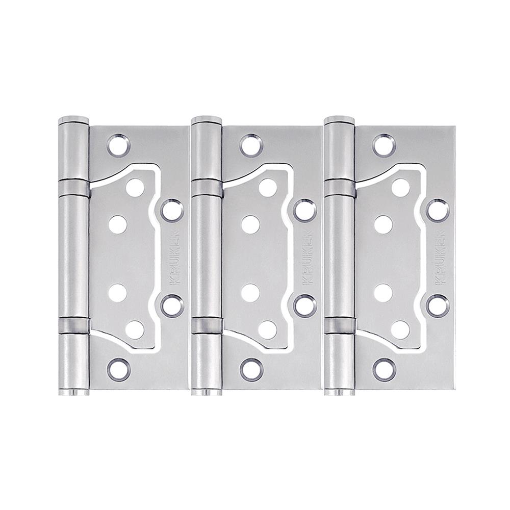 บานพับ 4x3 นิ้ว x 2.5 มม. KRUKER 4721 ไม่เซาะร่อง สีสเตนเลส (แพ็ก 3 ชิ้น)