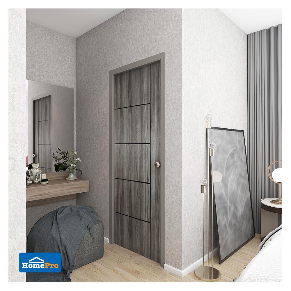 ประตูภายใน AZLE LT-06 80X200 ซม. สี DARK GREY เจาะลูกบิด