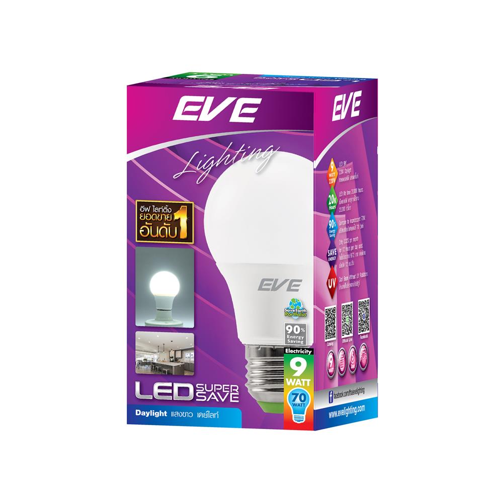 หลอด LED EVE A60 SUPER SAVE 9 วัตต์ DAYLIGHT E27