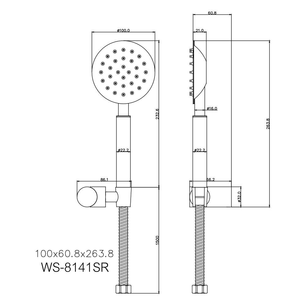 ชุดฝักบัวสายอ่อน 1 ระดับ WS รุ่น WS-8141SR สีสเตนเลส