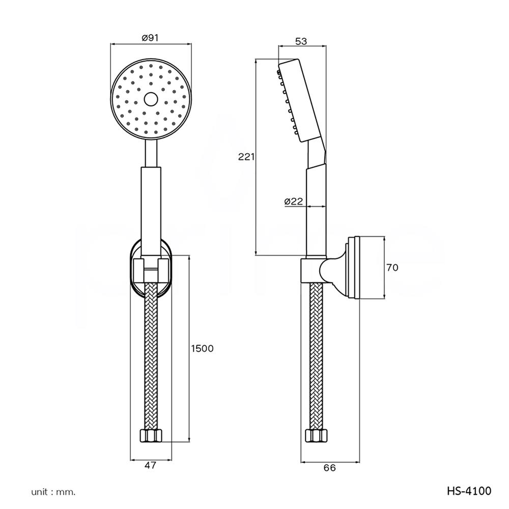 ชุดฝักบัวสายอ่อน 1 ระดับ PRIME HS-4100 สีโครม