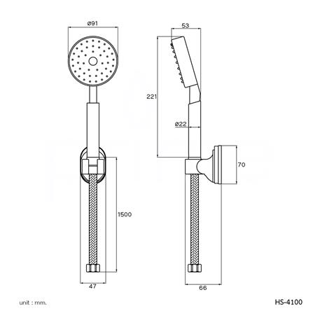 ชุดฝักบัวสายอ่อน 1 ระดับ PRIME HS-4100 สีโครม_3
